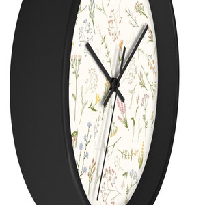 Floral Wall Clock, Boho Wall Clock, boho floral wall decor, boho flower clock, wildflower Wall Clock, botanical decor, women’s office decor image 7