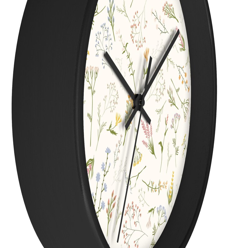 Floral Wall Clock, Boho Wall Clock, boho floral wall decor, boho flower clock, wildflower Wall Clock, botanical decor, women’s office decor image 7