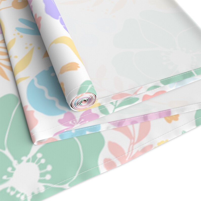 Easter Table Runner, Easter Table Decor, Pastel Easter Dining Table Runner, Easter Eggs Flowers Table Runner, Easter Tablecloth image 8
