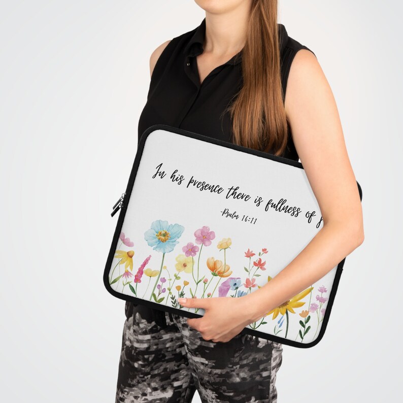 Christian Laptop Sleeve, Scripture laptop cover, bible verse laptop sleeve, Christian floral laptop case, Christian Ebook cases image 6