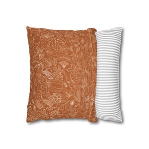 Fall Pillow Cover, Autumn pillow cover 20 x 20, fall burnt orange Pillow Cover, fall leaves pumpkin brown orange decor, fall farmhouse decor image 3