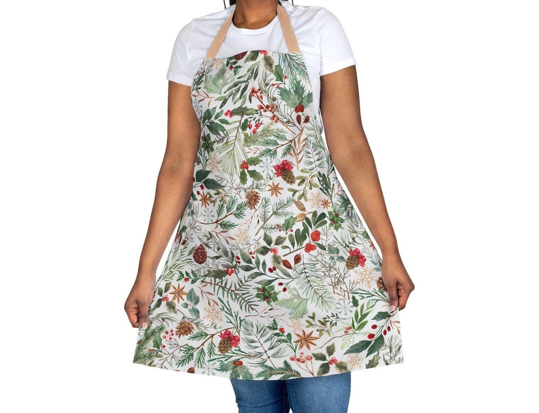 Winter Apron Christmas Cooking Apron Holiday Watercolor Winter Baking ...