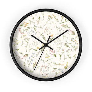 Floral Wall Clock, Boho Wall Clock, boho floral wall decor, boho flower clock, wildflower Wall Clock, botanical decor, women’s office decor image 6