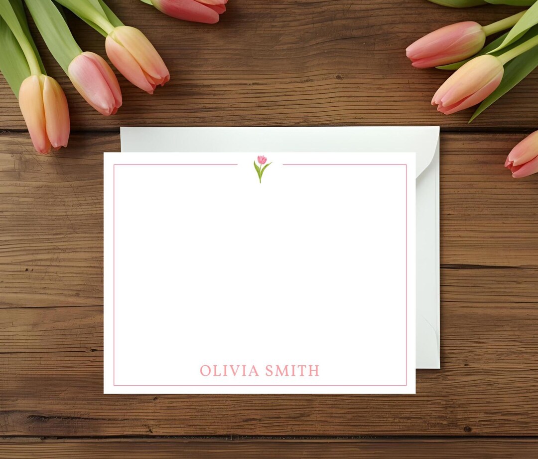 Tulips Note Tulip Stationary Set, Flower Note Cards for Women, Personalized ...