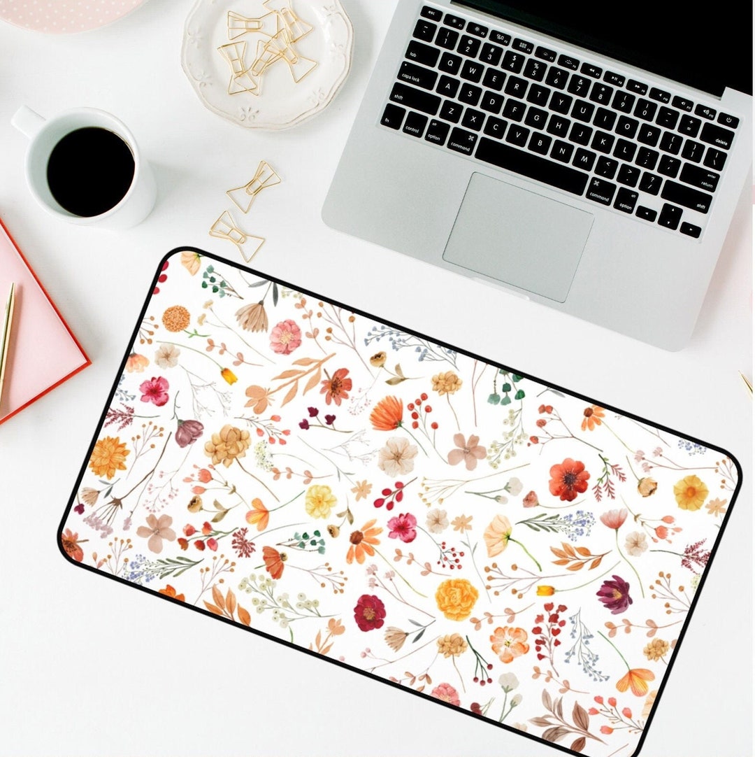 Floral Desk Mat, Fall Flower Desk Mat, Fall Desk Decor, Autumn Floral ...