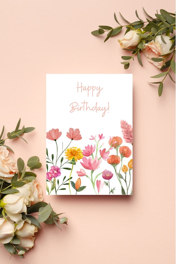 WBdesignz Set 2 Biglietti Auguri Compleanno Con Busta | Fiori Rosa | Alles Liebe Zum Geburtstag | Carta Premium 300g/m² DIN A6 - 2