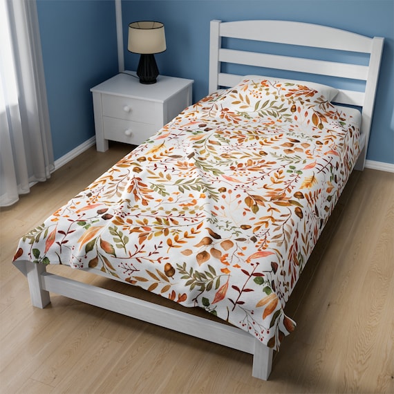 Herbst Decke, Herbst Plüsch Decke, Decken für Herbstlaub, Herbst Laub Decken, Botanische Erdton Decke, Herbst Bett Läufer