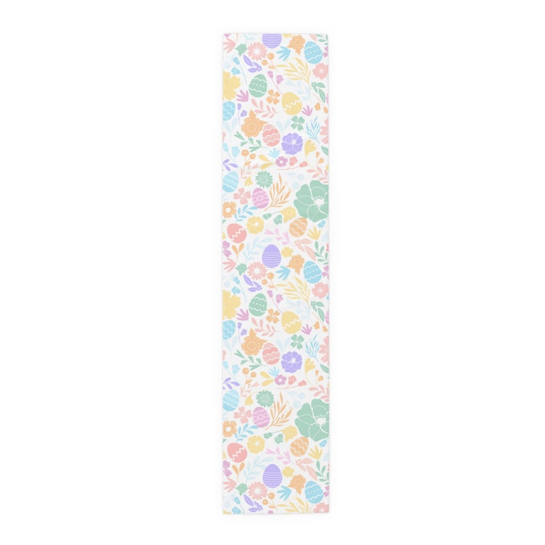 Easter Table Runner, Easter Table Decor, Pastel Easter Dining Table Runner, Easter Eggs Flowers Table Runner, Easter Tablecloth image 9