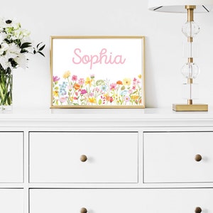 Custom Name Wall Art, Personalized Flower Name Art, Customized Floral ...