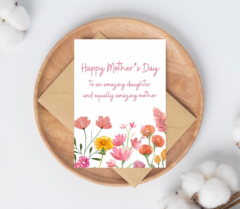 Mother's Day Card for Daughter, Daughter Mothers Day Cards, Floral ...