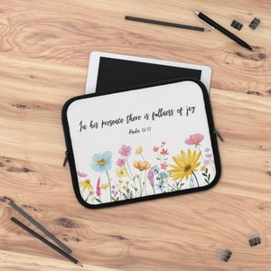 Christian Laptop Sleeve, Scripture laptop cover, bible verse laptop sleeve, Christian floral laptop case, Christian Ebook cases image 8