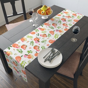 Peach Table Runner, Peaches Table Decor, Pink Peaches Table Runner, Summer Floral Table Runner, Peaches Tablecloth, Fruit Table Decor