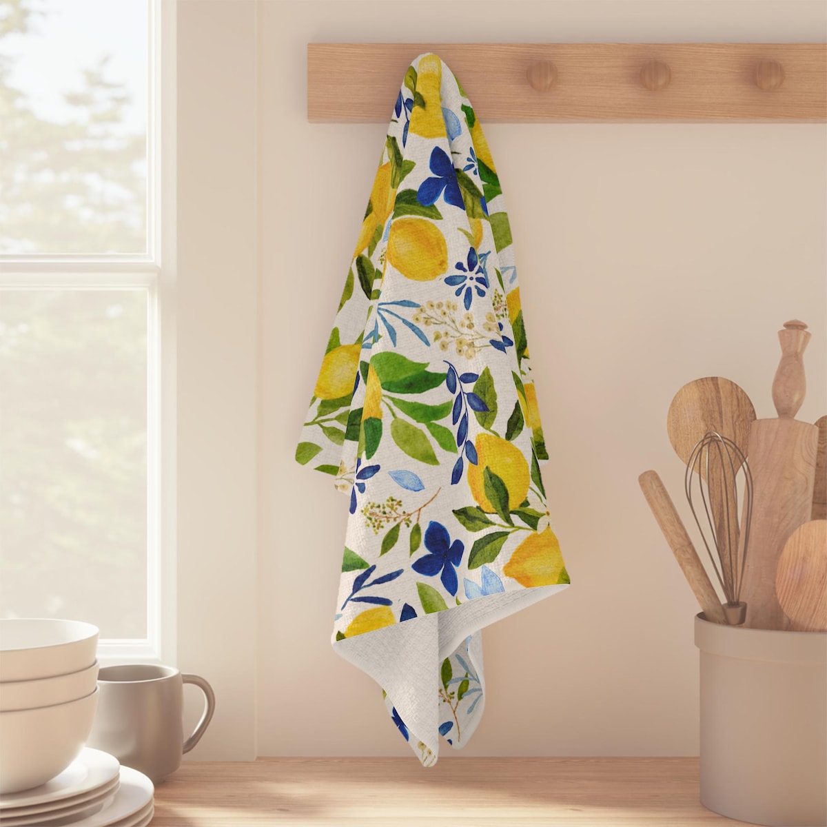 Lemon Blue Tea Towel Mediterranean Kitchen Towel Coastal Dish Towel Summer Hostess Gifts for Friends Italian Lemons Towel Greek Blue Citron - Etsy