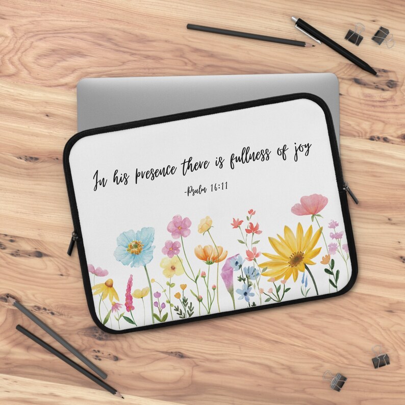 Christian Laptop Sleeve, Scripture laptop cover, bible verse laptop sleeve, Christian floral laptop case, Christian Ebook cases image 10