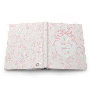 Pink Bow Journal, Im literally just a girl, Pink Chinoiserie Notebook, Girly Preppy Journal, Gifts for Her, Girly Gifts, Trendy girl gifts image 2