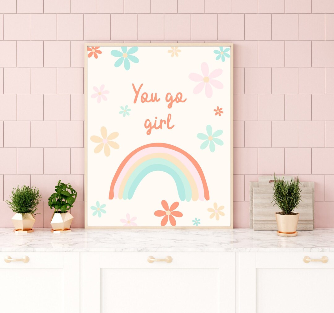 Panneau Déco Chambre Ado Fille – Plaque En Métal "Room Rules" 20x30 Cm – Idée Cadeau Anniversaire Déco Murale Rose