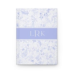 Monogramm Journal Personalisierte Initial Journal für Frauen Geschenke Benutzerdefinierte Buchstabe Notizbuch Toile Chinoiserie Journal Hellblau Grand Millennial Periwinkle