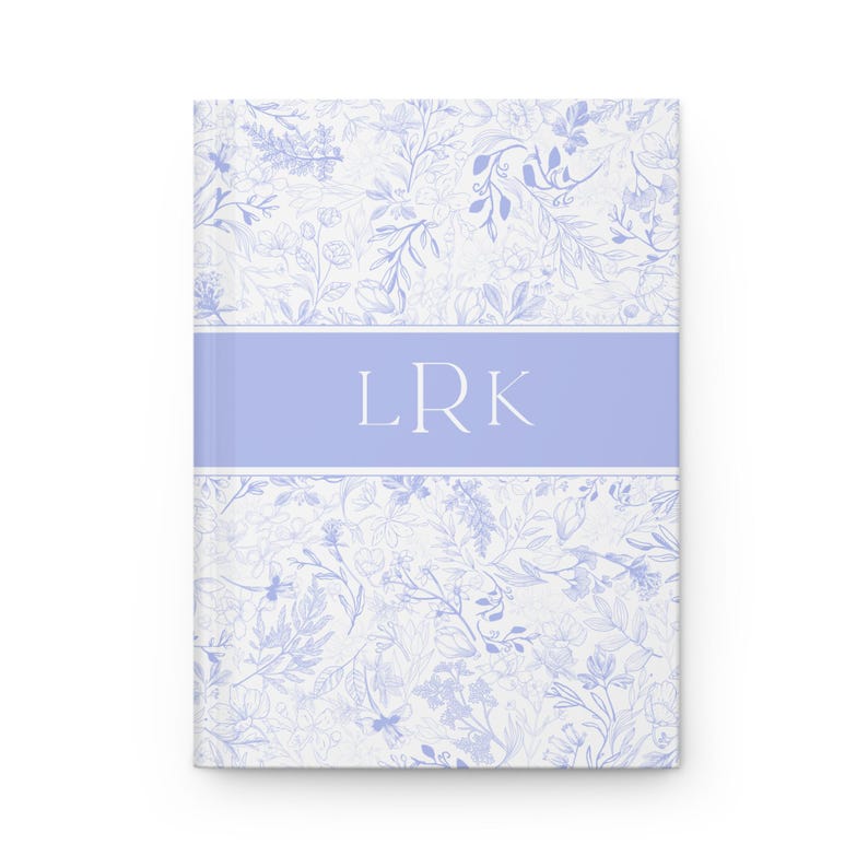 Monogramm Journal Personalisierte Initial Journal für Frauen Geschenke Benutzerdefinierte Buchstabe Notizbuch Toile Chinoiserie Journal Hellblau Grand Millennial Periwinkle