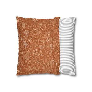 Fall Pillow Cover, Autumn pillow cover 20 x 20, fall burnt orange Pillow Cover, fall leaves pumpkin brown orange decor, fall farmhouse decor image 7