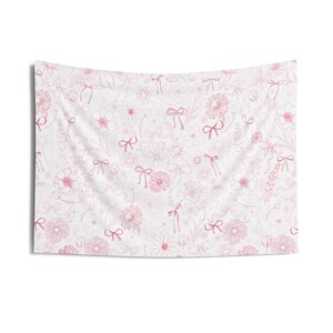Coquette Tapestry Wall Hanging, Pink Coquette Wall Decor, Pink Bows ...