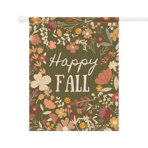 Bandiera autunnale, decorazioni autunnali per esterni, decorazioni autunnali per portici, bandiera autunnale per portici, bandiera autunnale per giardini floreali, striscione autunnale felice, bandiera verde con colori autunnali immagine 5