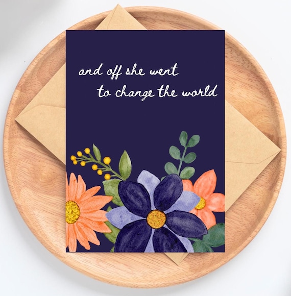 Graduation Card for her, Graduation Card for girl woman, back to college card girl, colorful flowers going away card, new job card woman