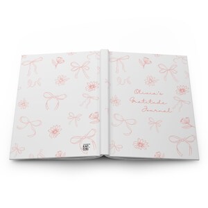 Coquette Journal, Personalized journal, Pink Bows journal, Gratitude Journal, Customized journal women, Pink girly journal, gifts for her image 2