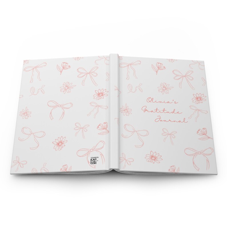 Coquette Journal, Personalized journal, Pink Bows journal, Gratitude Journal, Customized journal women, Pink girly journal, gifts for her image 2