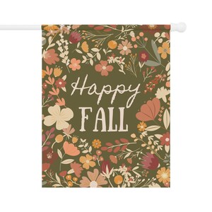 Bandiera autunnale, decorazioni autunnali per esterni, decorazioni autunnali per portici, bandiera autunnale per portici, bandiera autunnale per giardini floreali, striscione autunnale felice, bandiera verde con colori autunnali immagine 3