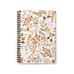 Fall notebook, Fall floral notebook, fall journal, fall watercolor leaves notebook, back to school, autumn notebook, autumn floral journal