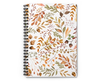 Herfstnotitieboekje, herfstbloemennotitieboekje, herfstdagboek, herfstnotitieboekje met aquarelbladeren, terug naar school, herfstnotitieboekje, herfstbloemendagboek