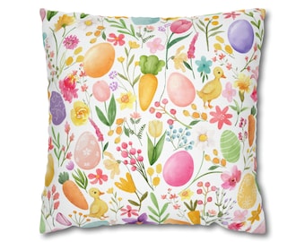 Påskörngott, pastellfärgade påskörngott 18x18, påskäggblommor morötter dekor, påskörngott, vårpåskörngott
