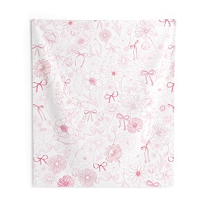Coquette Tapestry Wall Hanging, Pink Coquette Wall Decor, Pink Bows ...