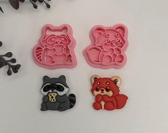 Raccoon or red panda cutter for making polymer clay earrings, handmade jewelry tools