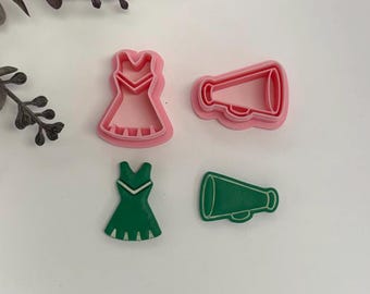 Cheerleading uniform or megaphone cutter for making polymer clay earrings, handmade jewelry tools