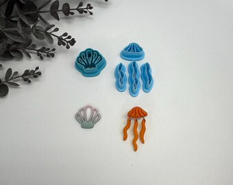 Jellyfish or donut shell cutter, sea jellies, sea animal dangle set, clay earrings, cutter for cookie cake decorating, handmade jewelry tool