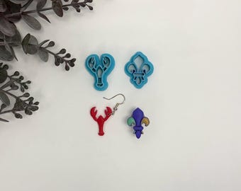 Fleur de lis or lobster cutter for making polymer clay earrings, handmade jewelry tools