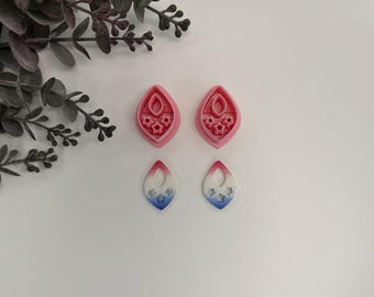 Drop with stars cutter for making polymer clay earrings, handmade jewelry tools