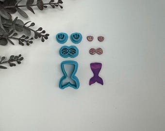 Mermaid tail swimsuit cutter, ocean sunrise, sunset polymer clay,clay earrings tools ,cutter for cookie, cake decorating, handmade jewelry