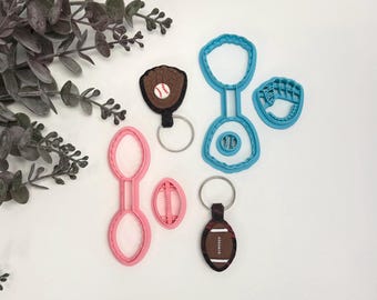 Baseball or football keychain cutter for making polymer clay earrings, handmade jewelry tools