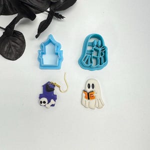 Haunted house or ghost book cutter for making polymer clay earrings, handmade jewelry tools
