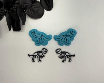 Allosaurus dinosaur skeleton cutter for making polymer clay earrings, handmade jewelry tools