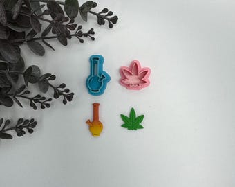 Water pipe or marijuana leaf cutter for making polymer clay earrings, handmade jewelry tools