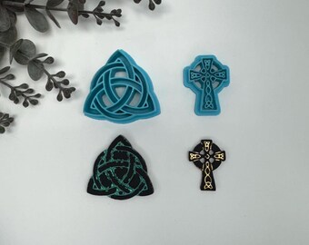 Celtic cross or triangle cutter for making polymer clay earrings, handmade jewelry tools