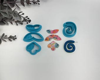 Petal dangle or spiral hoop cutter for making polymer clay earrings, handmade jewelry tools