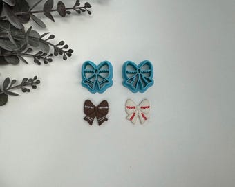 Baseball or football bow cutter for making polymer clay earrings, handmade jewelry tools