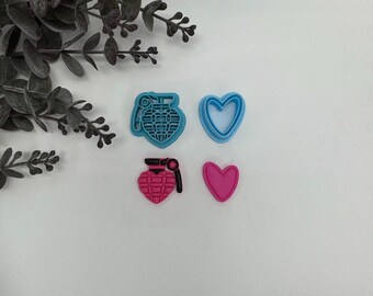 Love grenade or heart line cutter for making polymer clay earrings, handmade jewelry tools