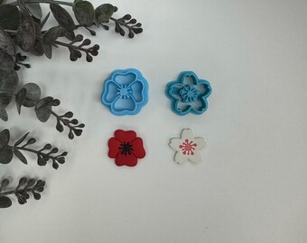 Poppy or cherry blossom flower cutter for making polymer clay earrings, handmade jewelry tools