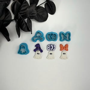 Ghosts, bow, witch hat, boo, Halloween, spooky polymer clay cutter, clay earrings tools, cutter for cookies, cake decorating, handmade jewel