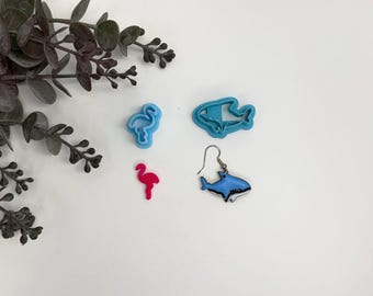 Flamingo or shark cutter for making polymer clay earrings, handmade jewelry tools